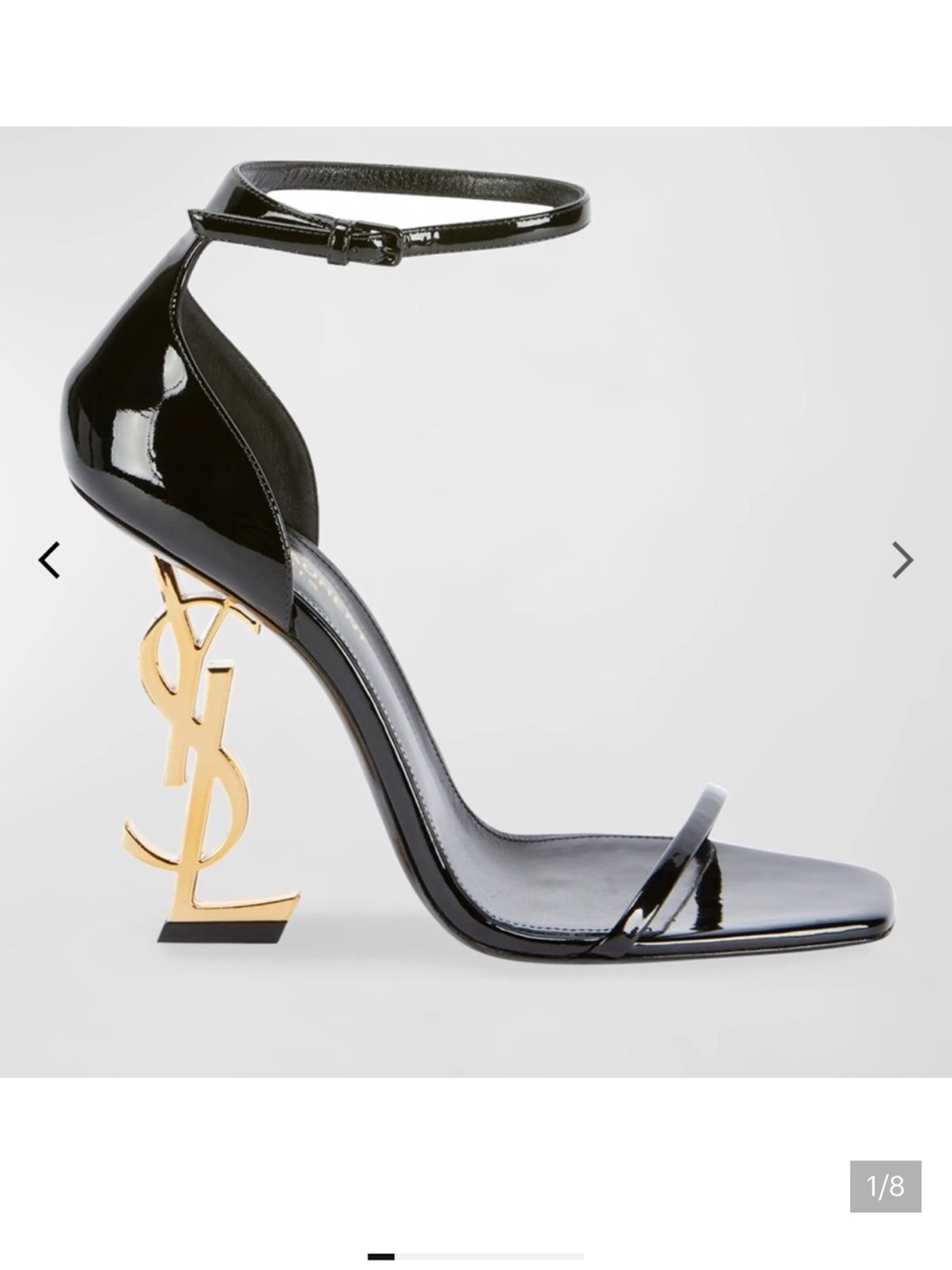 Yves Saint Laurent Black Patent Opium Sandals with Gold YSL Heel